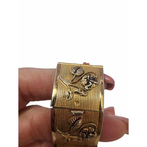 Vintage Stunning Mottled/Peking Glass Bezel Set Textured Bracelet (A2397) - Picture 10 of 13